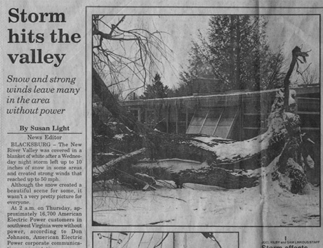 Storm Hits Valley Newspaper image